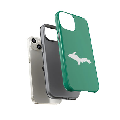 Michigan Upper Peninsula Tough Phone Case (Emerald Green w/ UP Outline) | Apple iPhone