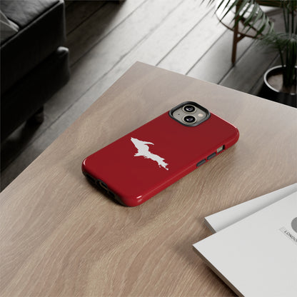 Michigan Upper Peninsula Tough Phone Case (Thimbleberry Red w/ UP Outline) | Apple iPhone