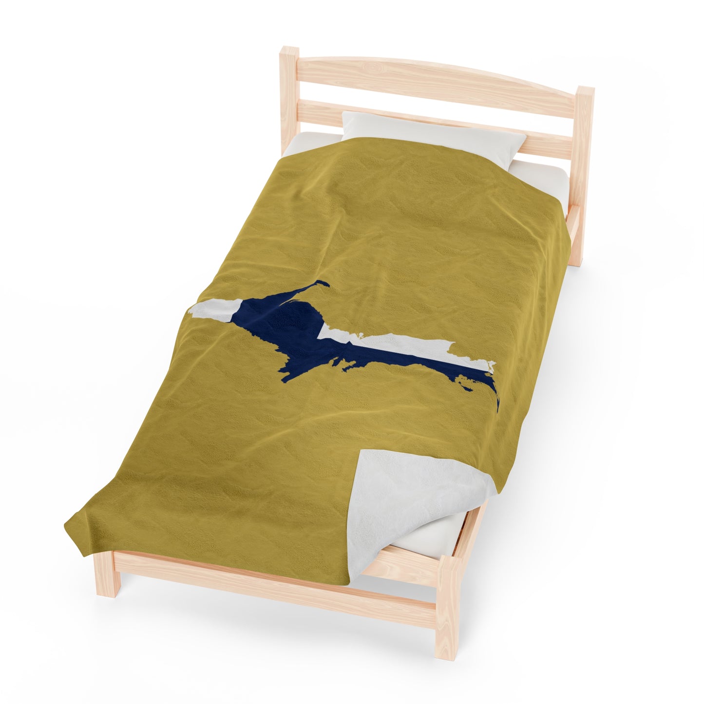 Michigan Upper Peninsula Plush Blanket (w/ UP Finland Flag Outline) | Plum Yellow