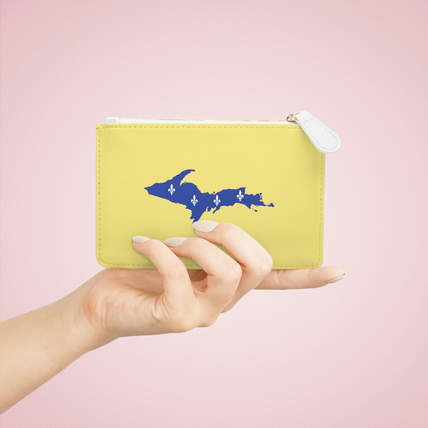 Michigan Upper Peninsula Mini Clutch Bag (Yellow Cherry Color w/ UP Quebec Flag Outline)