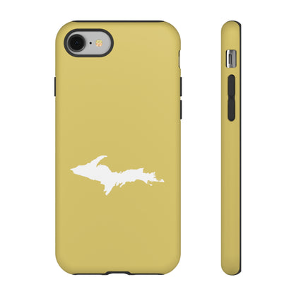 Michigan Upper Peninsula Tough Phone Case (Plum Yellow w/ UP Outline) | Apple iPhone