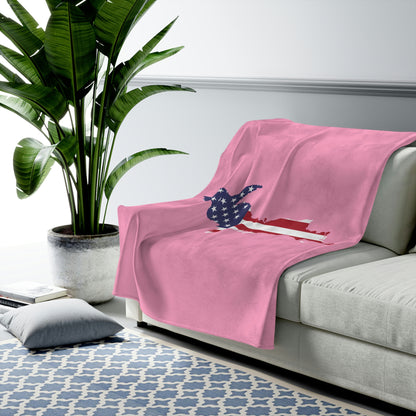 Michigan Upper Peninsula Plush Blanket (w/ UP USA Flag Outline) | '67 Caddie Pink