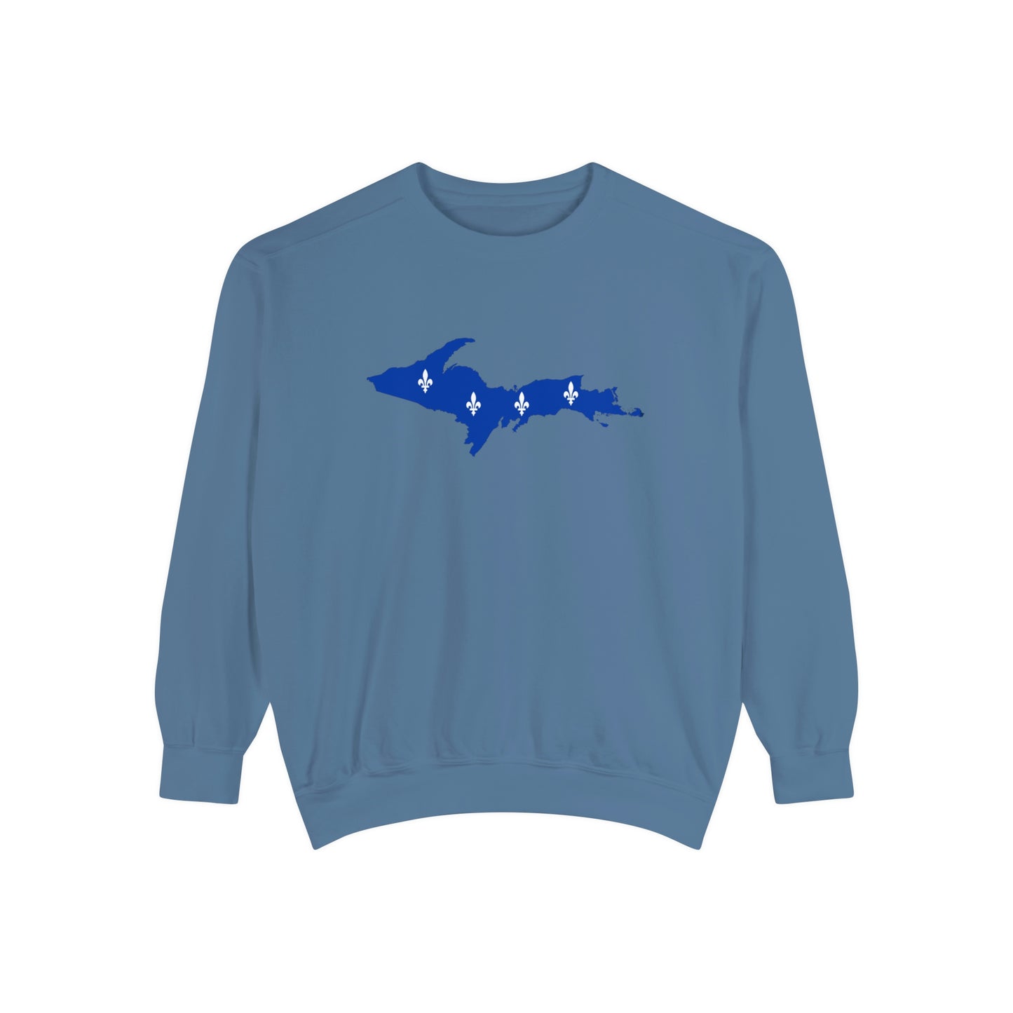 Michigan Upper Peninsula Sweatshirt (w/ UP Quebec Flag Outline) | Unisex Garment Dyed