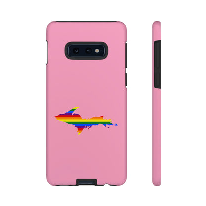 Michigan Upper Peninsula Tough Phone Case ('67 Caddie Pink w/ UP Pride Flag Outline) | Samsung & Pixel Android