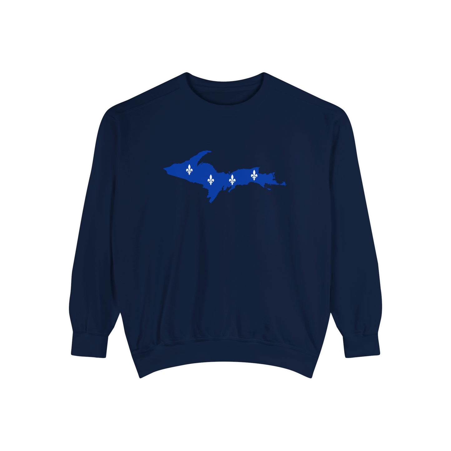 Michigan Upper Peninsula Sweatshirt (w/ UP Quebec Flag Outline) | Unisex Garment Dyed