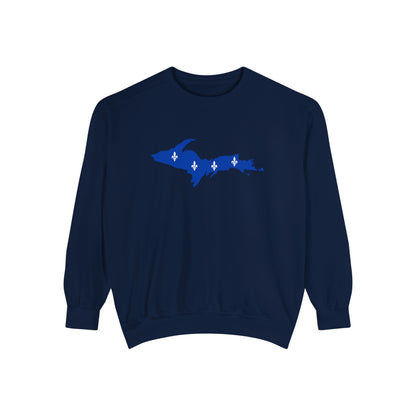 Michigan Upper Peninsula Sweatshirt (w/ UP Quebec Flag Outline) | Unisex Garment Dyed