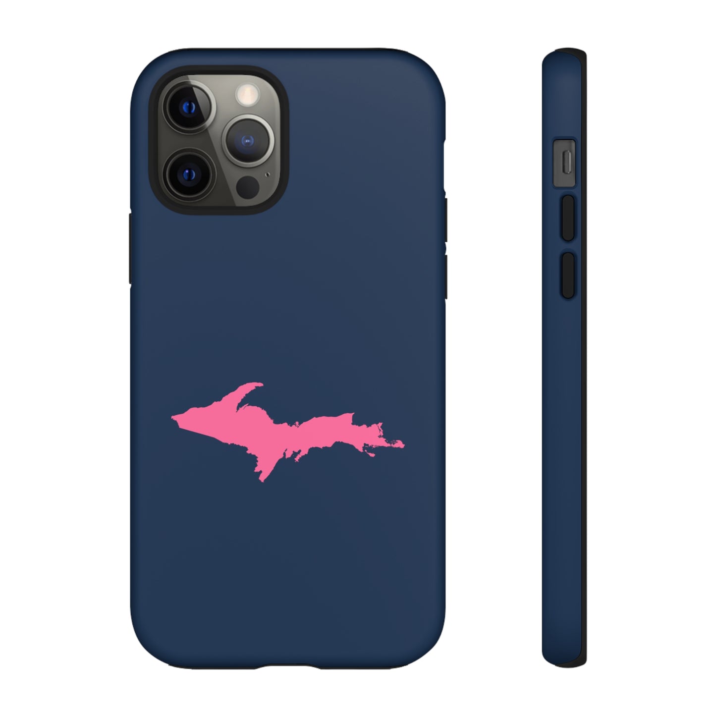 Michigan Upper Peninsula Tough Phone Case (Navy w/ Pink UP Outline) | Apple iPhone