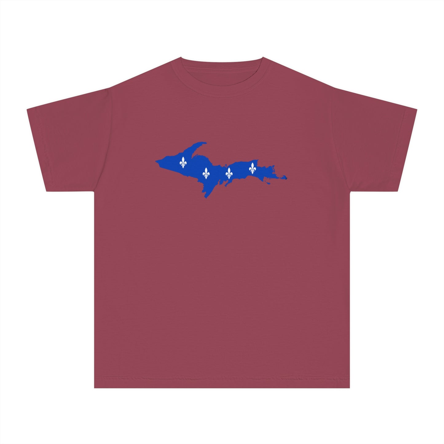 Michigan Upper Peninsula T-Shirt (w/ UP Quebec Flag Outline) | Youth Garment-Dyed