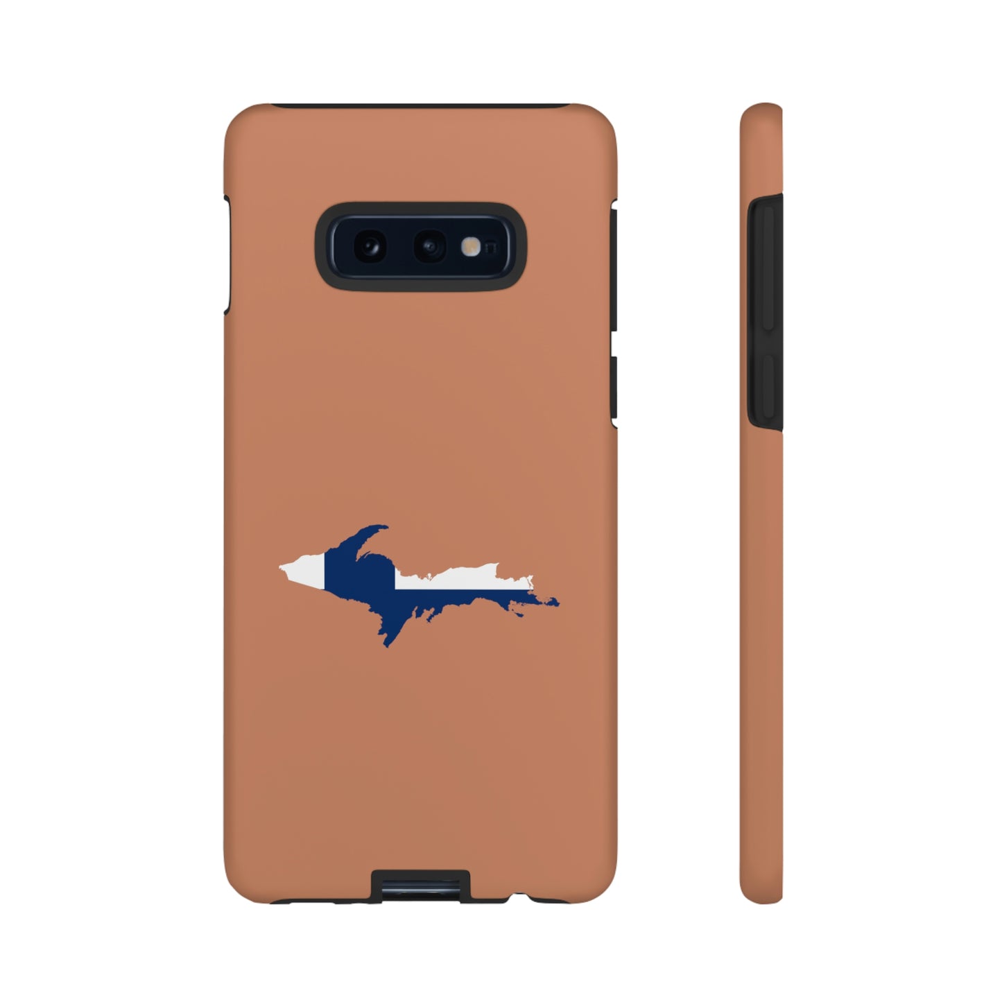 Michigan Upper Peninsula Tough Phone Case ( Copper Color w/ UP Finland Flag Outline) | Samsung & Pixel Android