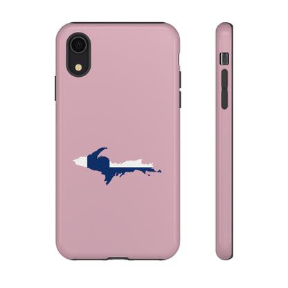 Michigan Upper Peninsula Tough Phone Case (Pink w/ UP Finland Flag Outline) | Apple iPhone