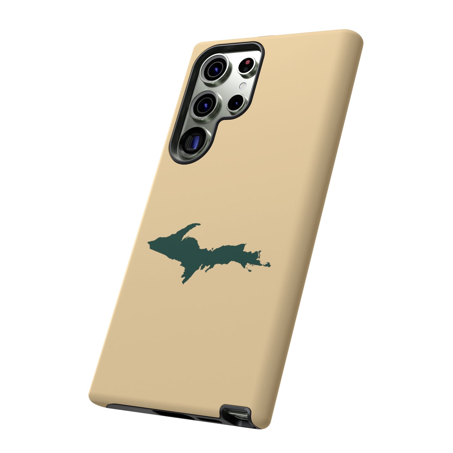 Michigan Upper Peninsula Tough Phone Case (Maple Color w/ Green UP Outline) | Samsung & Pixel Android