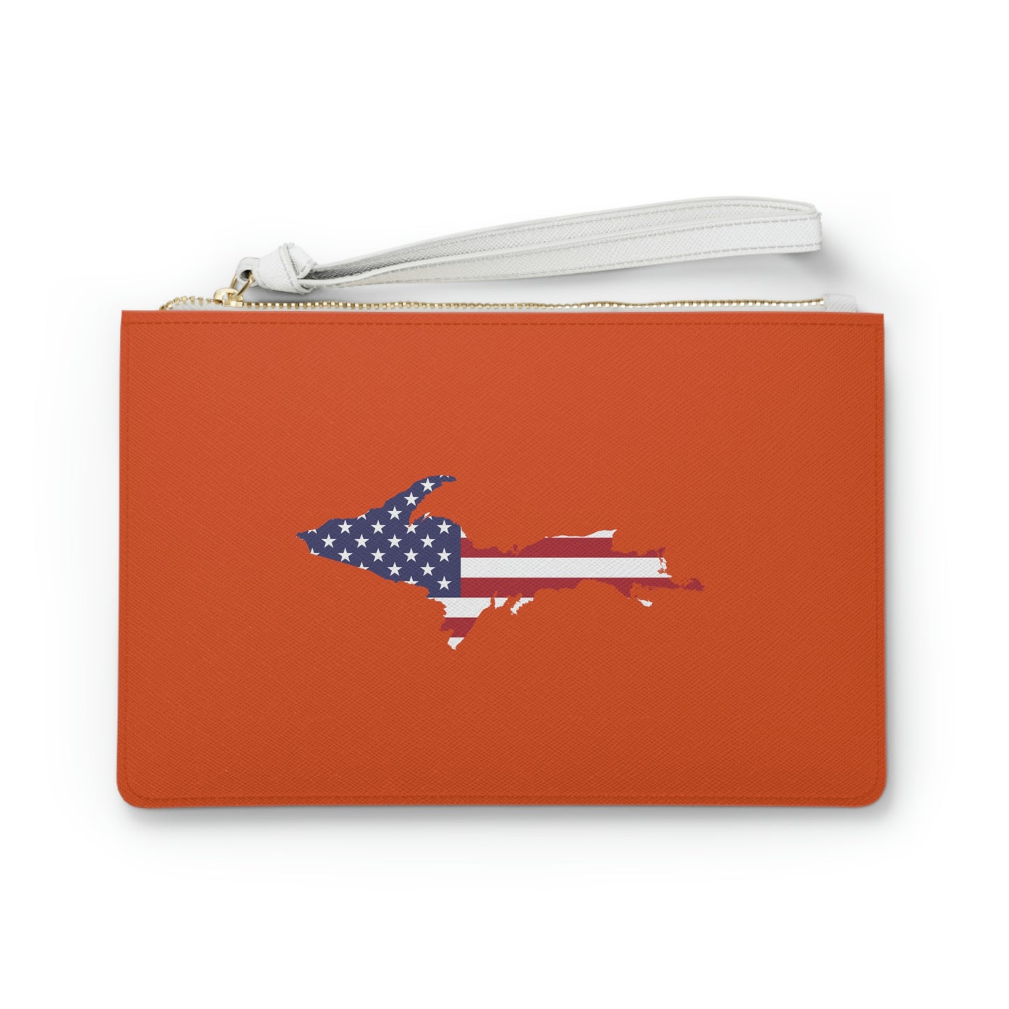 Michigan Upper Peninsula Clutch Bag (Maple Leaf Orange w/UP USA Flag Outline)