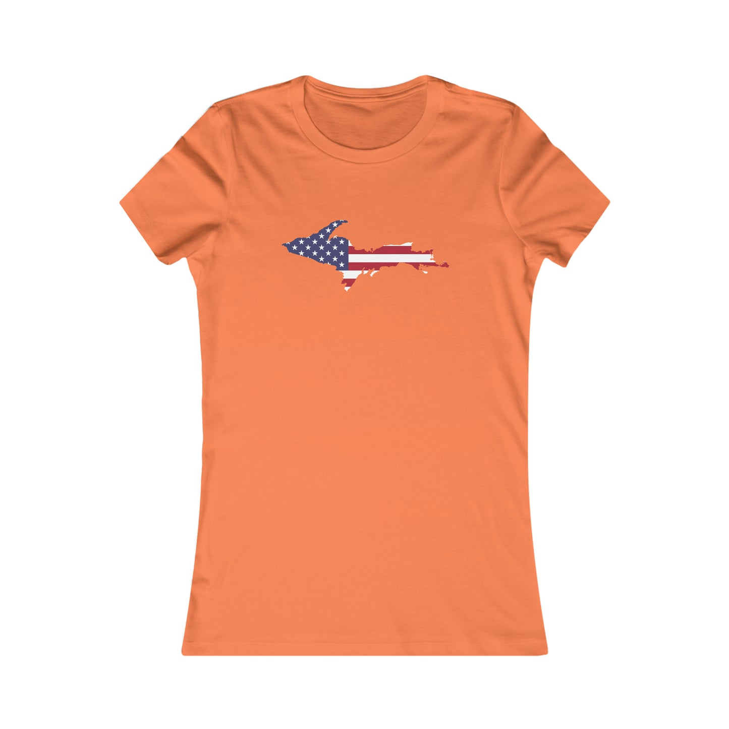 Michigan Upper Peninsula T-Shirt (w/ UP USA Flag Outline) | Women's Slim Fit