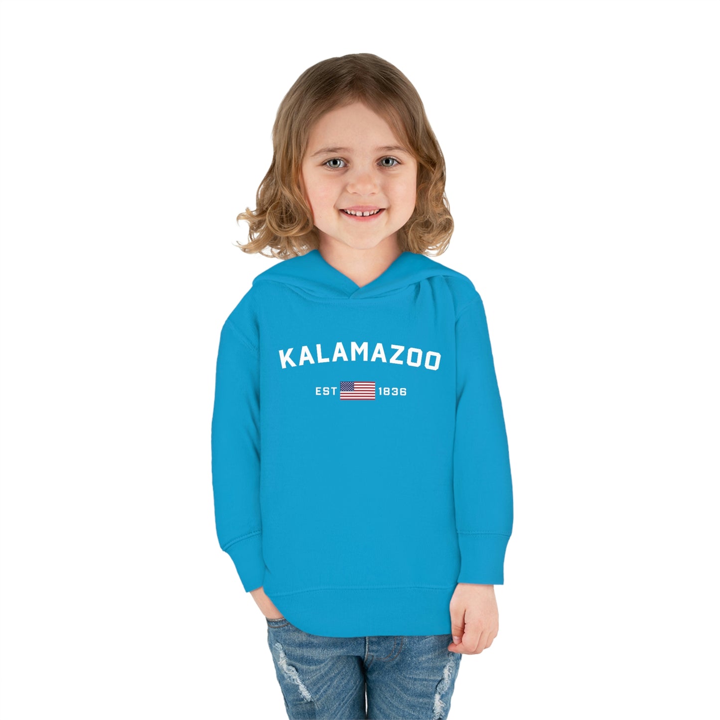 'Kalamazoo EST 1836' Hoodie (w/USA Flag Outline) | Unisex Toddler