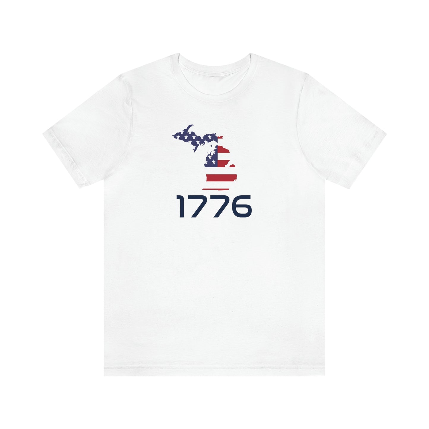 Michigan '1776' T-Shirt (Space Agency Font w/ MI USA Flag Outline) | Unisex Standard Fit