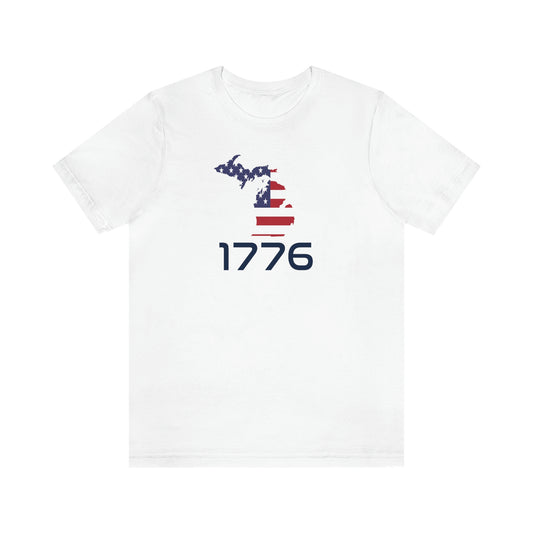 Michigan '1776' T-Shirt (Space Agency Font w/ MI USA Flag Outline) | Unisex Standard Fit
