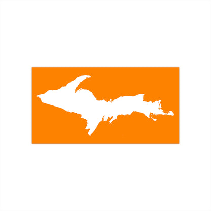 Michigan Upper Peninsula Bumper Sticker (w/ UP Outline) | Orange Background