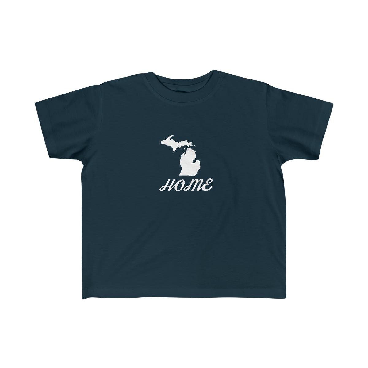 Michigan 'Home'' T-Shirt  (Retro Script Font) | Toddler Short Sleeve - Circumspice Michigan