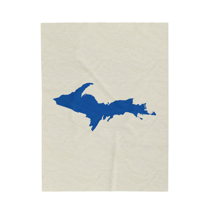 Michigan Upper Peninsula Plush Blanket (w/ Azure UP Outline) | Ivory White