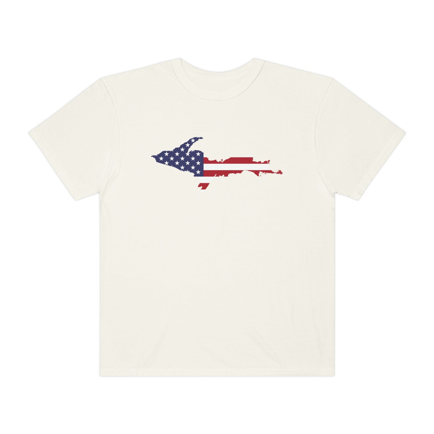 Michigan Upper Peninsula T-Shirt (w/ UP USA Flag Outline) | Unisex Garment-Dyed