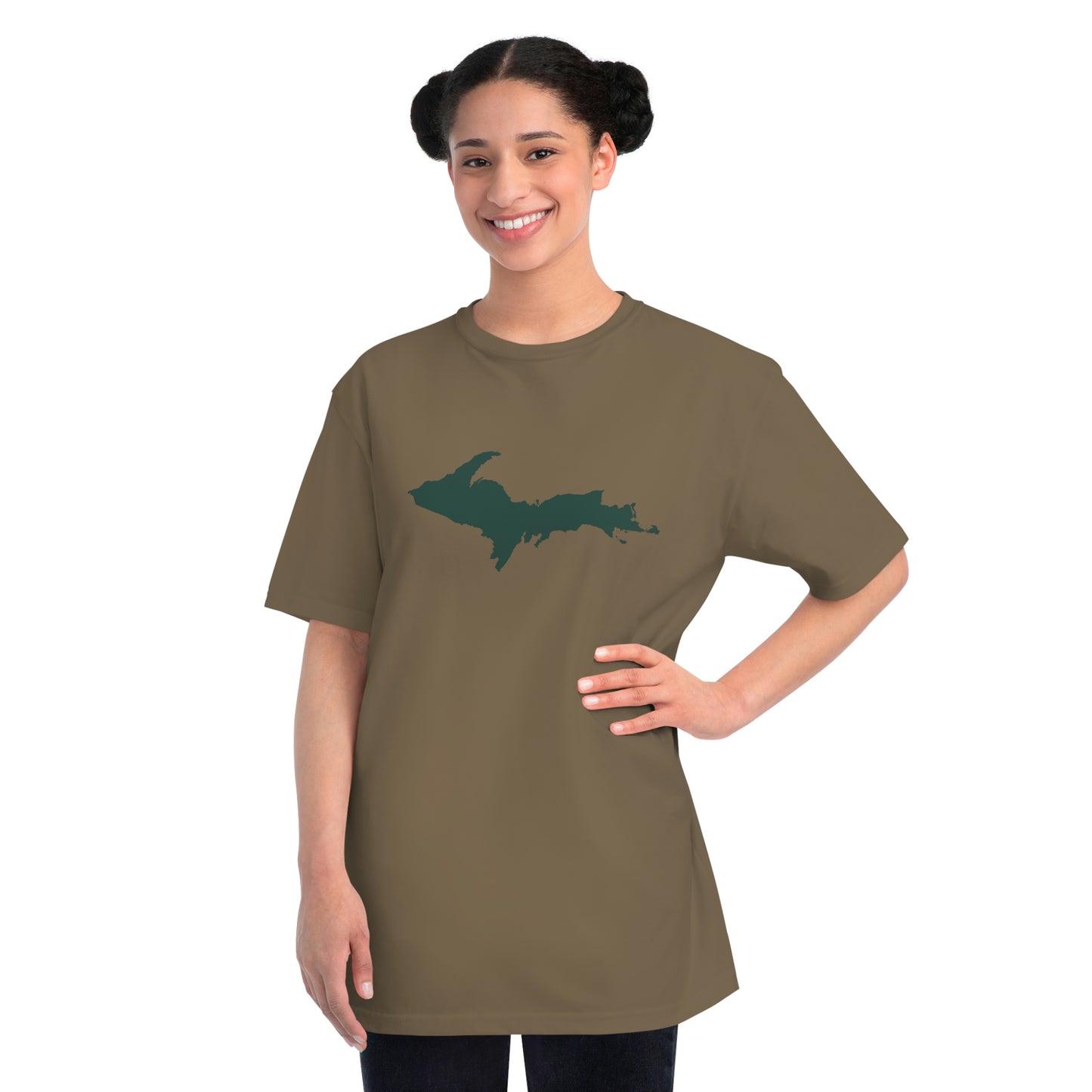 Michigan Upper Peninsula T-Shirt (w/ Green UP Outline) | Organic Unisex