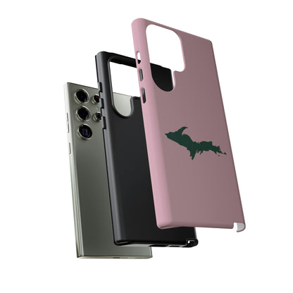 Michigan Upper Peninsula Tough Phone Case (Pink w/ Green UP Outline) | Samsung & Pixel Android