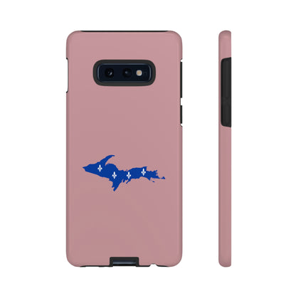 Michigan Upper Peninsula Tough Phone Case (Cherry Blossom Pink w/ UP Quebec Flag Outline) | Samsung & Pixel Android