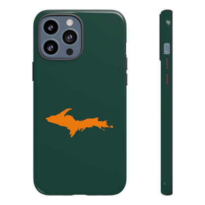 Michigan Upper Peninsula Tough Phone Case (Green w/ Orange UP Outline) | Apple iPhone