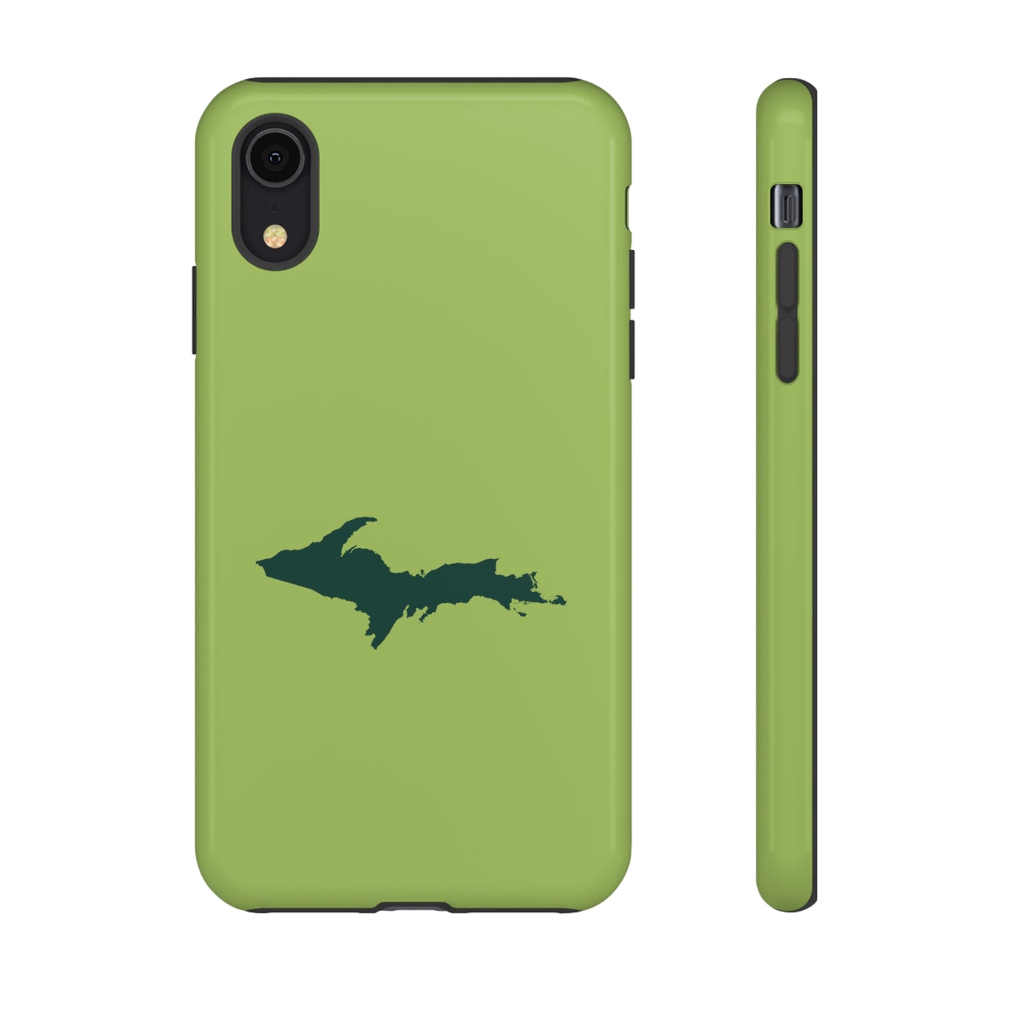 Michigan Upper Peninsula Tough Phone Case (Gooseberry Green w/ Green UP Outline) | Apple iPhone