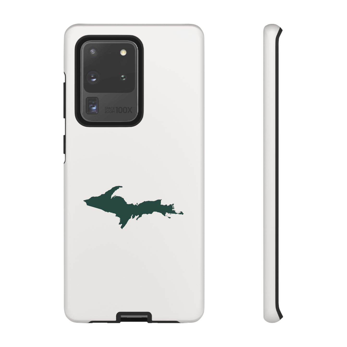 Michigan Upper Peninsula Tough Phone Case (Birch Bark White w/ Green UP Outline) | Samsung & Pixel Android