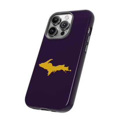 Michigan Upper Peninsula Tough Phone Case (Blackcurrant w/ Gold UP Outline) | Apple iPhone