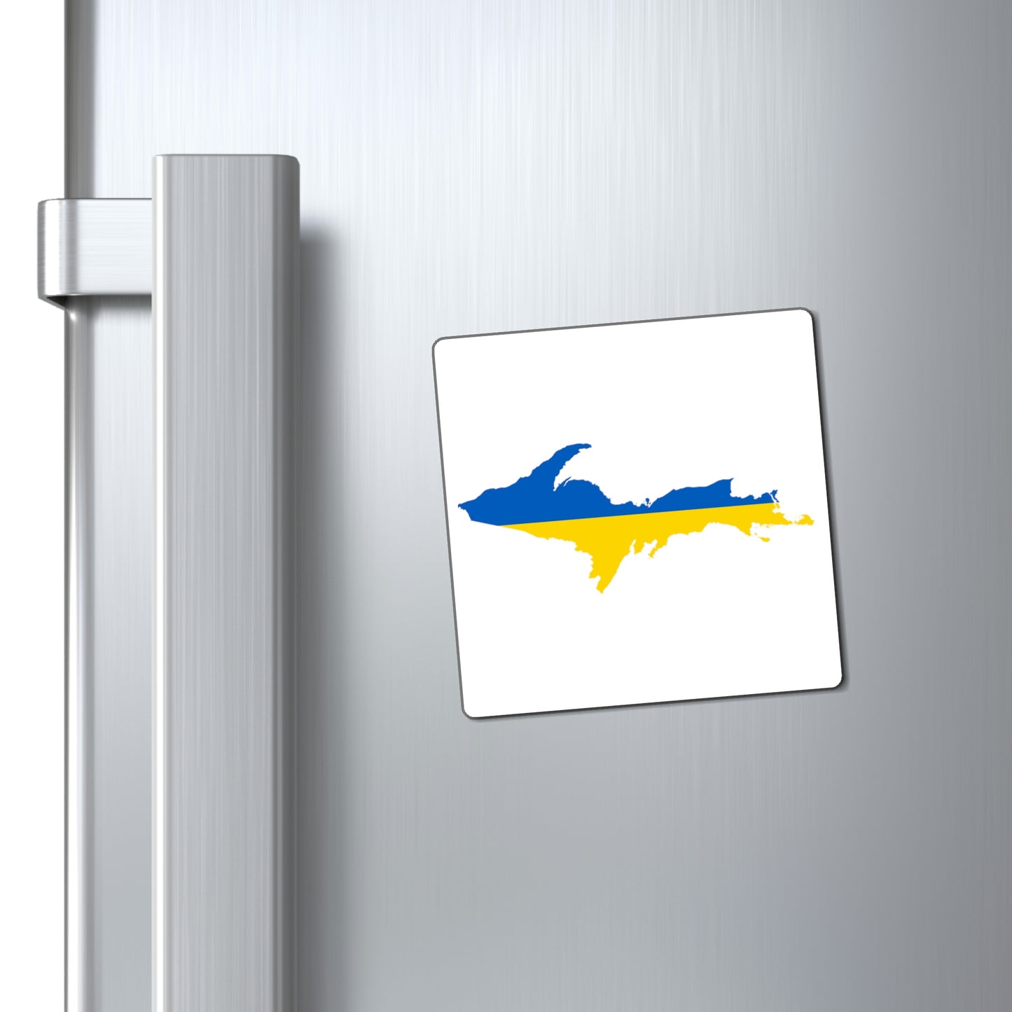 Michigan Upper Peninsula Square Magnet (w/ UP Ukraine Flag Outline)