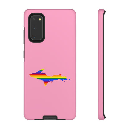 Michigan Upper Peninsula Tough Phone Case ('67 Caddie Pink w/ UP Pride Flag Outline) | Samsung & Pixel Android