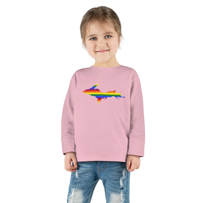 Michigan Upper Peninsula T-Shirt (w/ UP Pride Flag Outline) | Toddler Long Sleeve