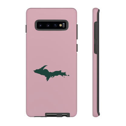 Michigan Upper Peninsula Tough Phone Case (Pink w/ Green UP Outline) | Samsung & Pixel Android