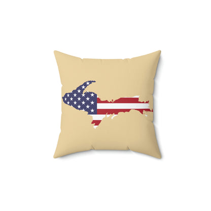 Michigan Upper Peninsula Accent Pillow (w/ UP USA Flag Outline) | Maple Color