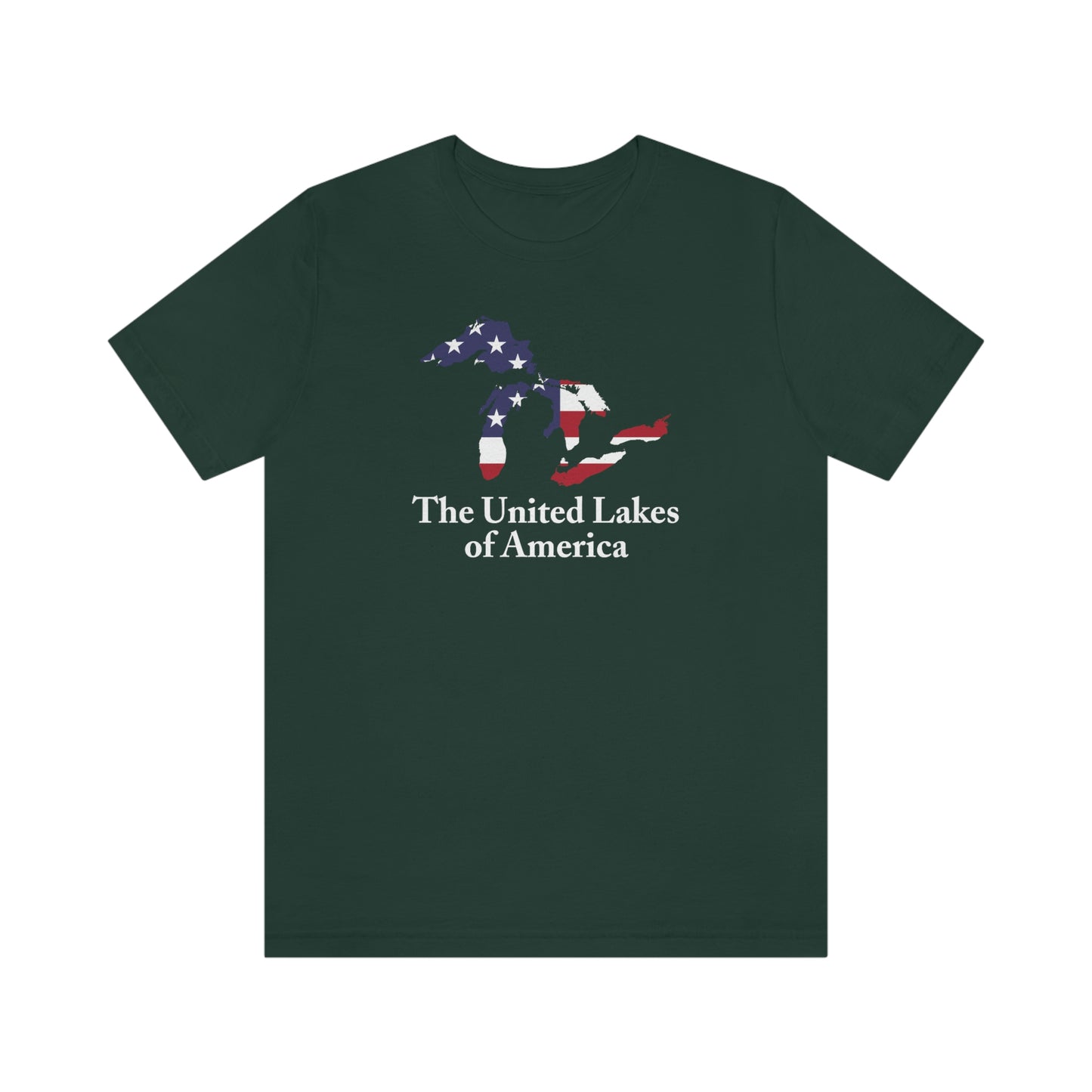 'The United Lakes of America' T-Shirt (w/ Great Lakes USA Flag Outline) | Unisex Standard Fit