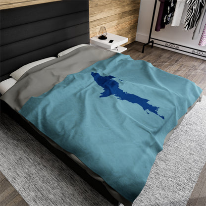 Michigan Upper Peninsula Plush Blanket (w/ Azure UP Outline) | '58 Caddie Blue