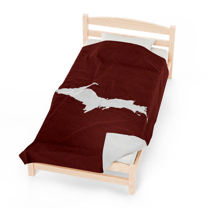 Michigan Upper Peninsula Plush Blanket (w/ UP Outline) | Traverse Cherry Red