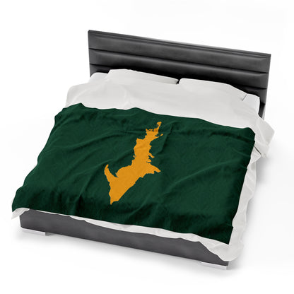 Michigan Upper Peninsula Plush Blanket (w/ Gold UP Outline) | Superior Green