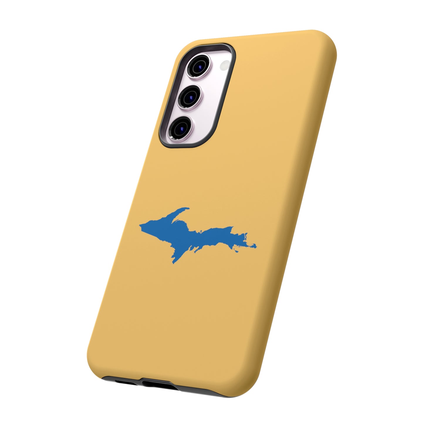 Michigan Upper Peninsula Tough Phone Case (Citrine w/ Azure UP Outline) | Samsung & Pixel Android