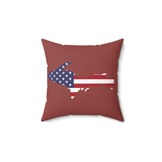 Michigan Upper Peninsula Accent Pillow (w/ UP USA Flag Outline) | Ore Dock Red