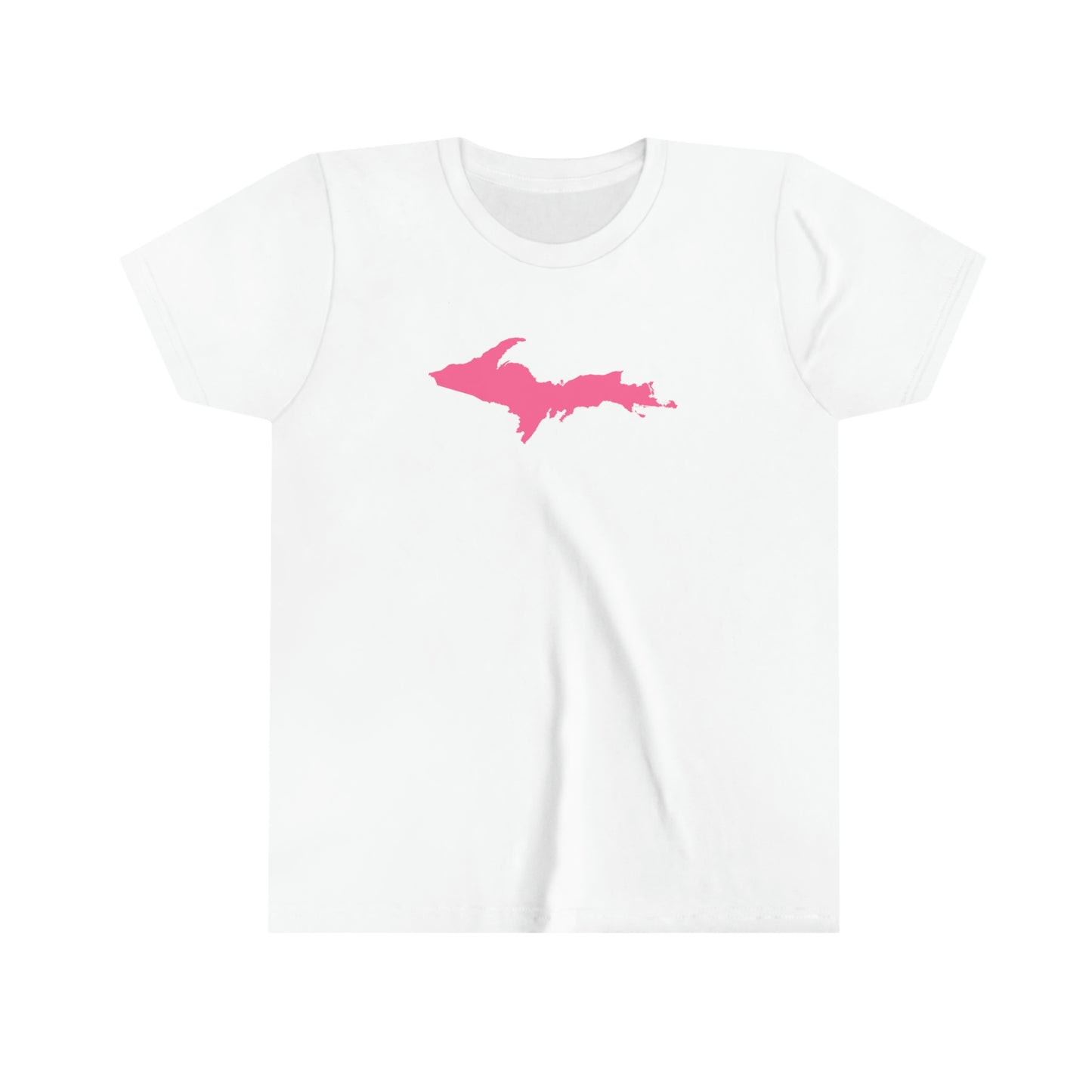 Michigan Upper Peninsula T-Shirt (w/ Pink UP Outline) | Youth Short Sleeve