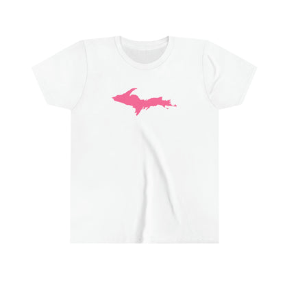 Michigan Upper Peninsula T-Shirt (w/ Pink UP Outline) | Youth Short Sleeve