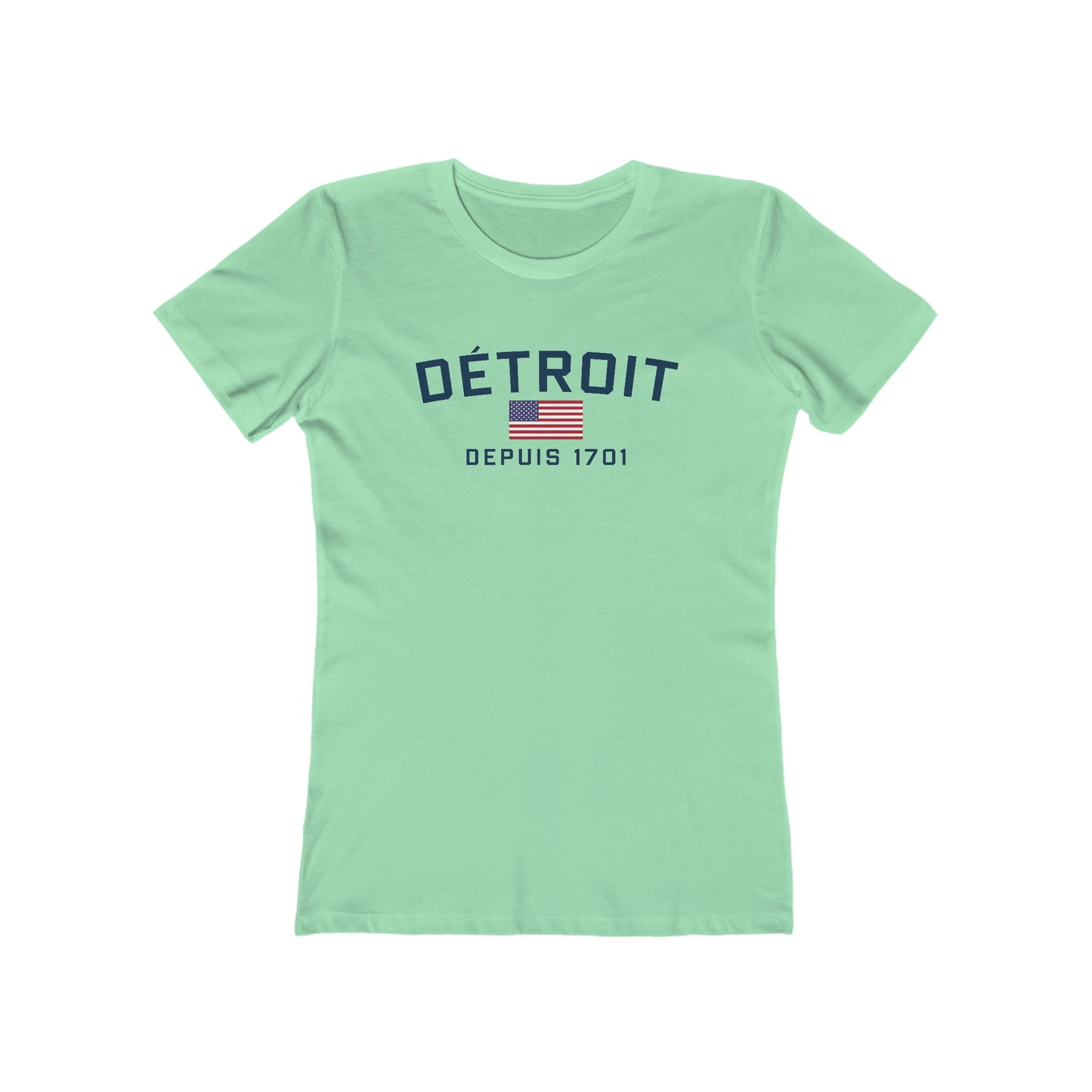 'Détroit Depuis 1701' T-Shirt (w/USA Flag Outline) | Women's Boyfriend Cut