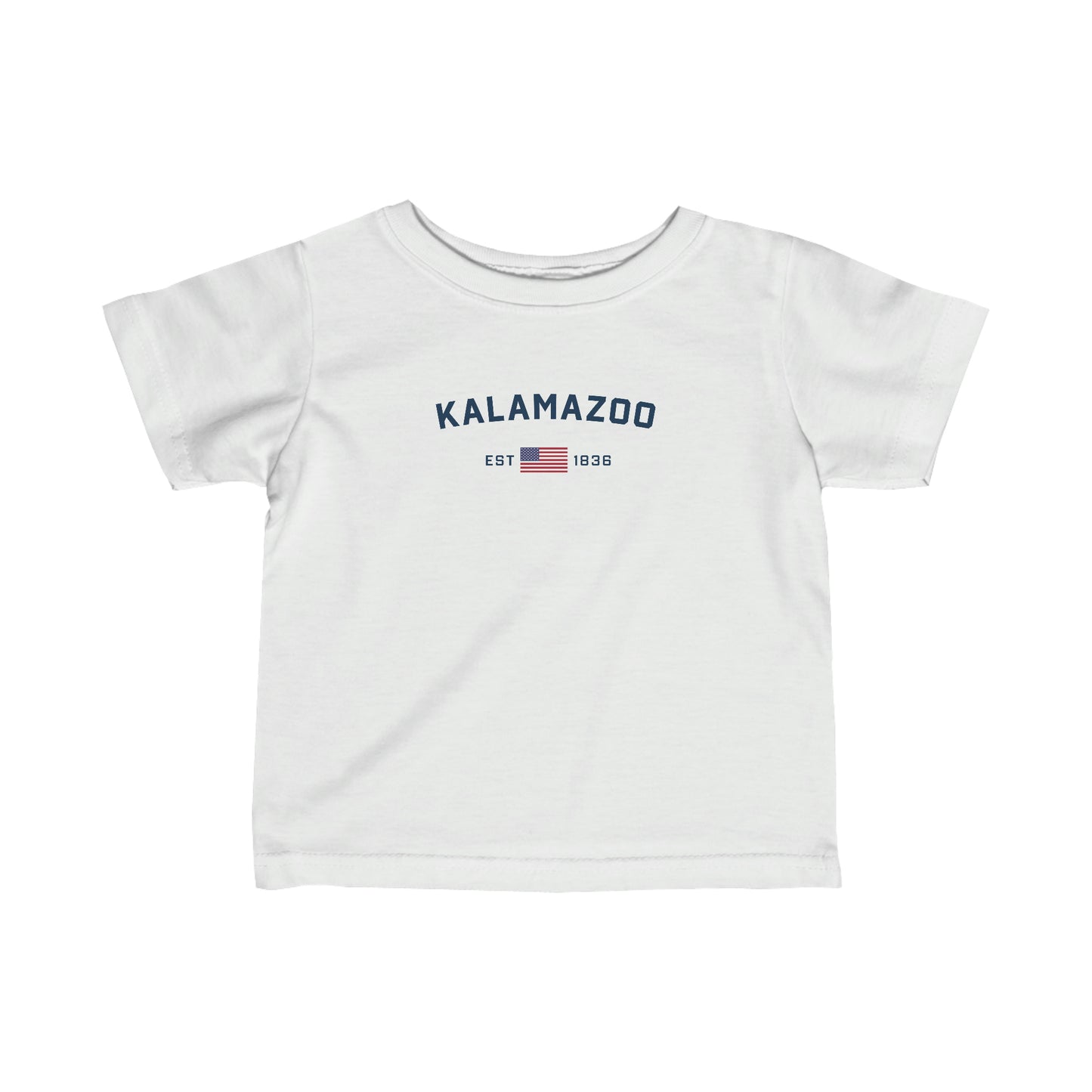 'Kalamazoo EST 1836' T-Shirt (w/USA Flag Outline) |  Infant Short Sleeve