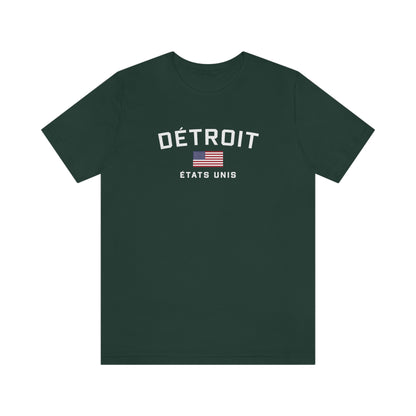 'Détroit États Unis' T-Shirt (w/USA Flag Outline) | Unisex Standard Fit