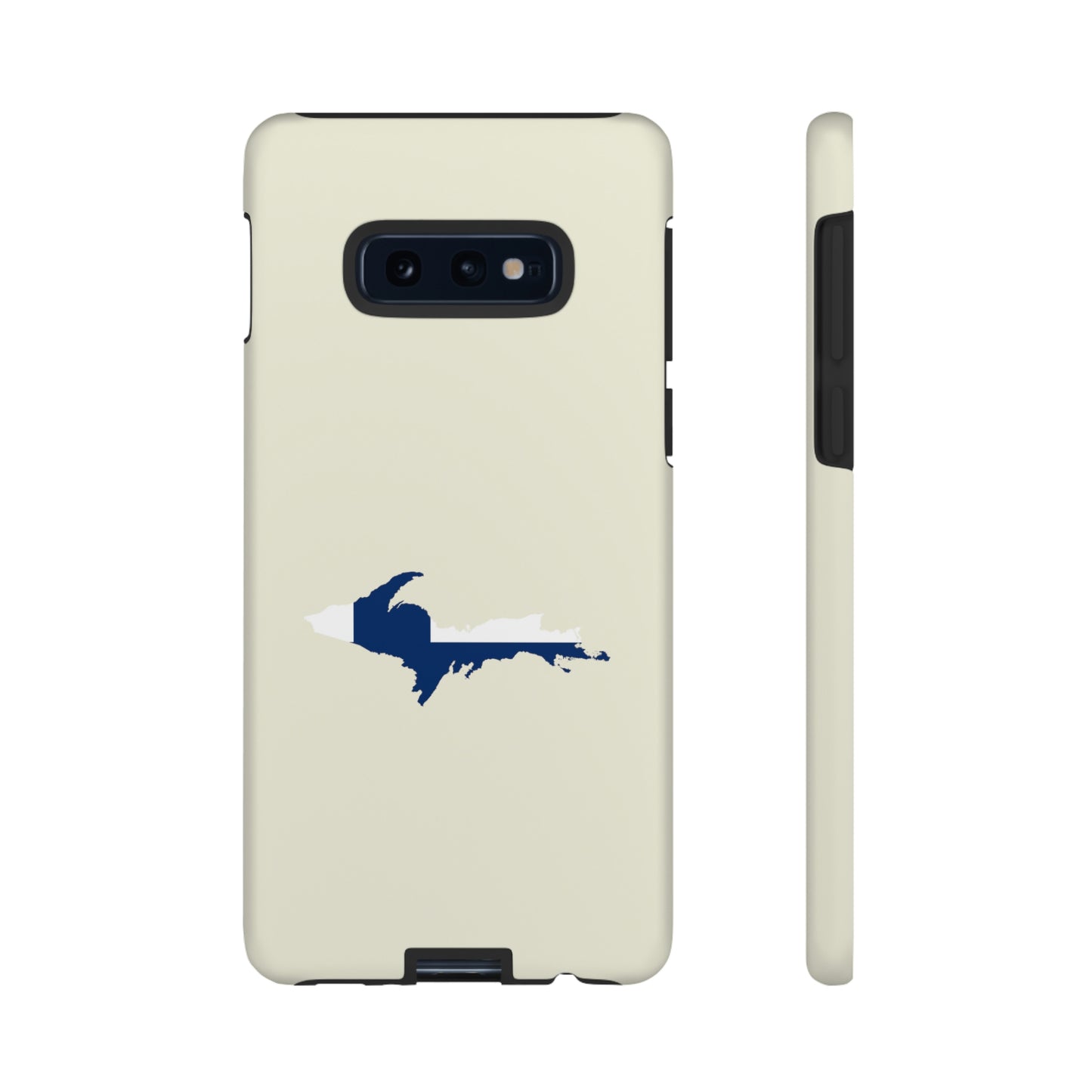 Michigan Upper Peninsula Tough Phone Case (Ivory Color w/ UP Finland Flag Outline) | Samsung & Pixel Android