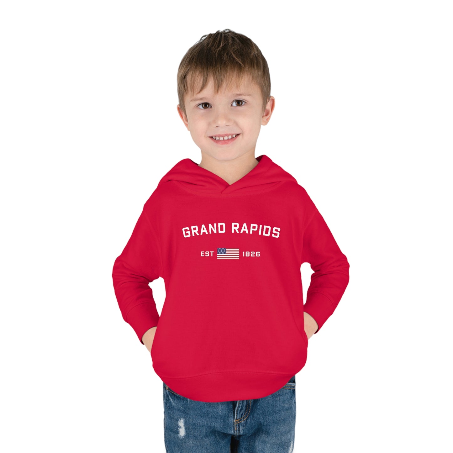 'Grand Rapids EST 1826' Hoodie (w/USA Flag Outline) | Unisex Toddler