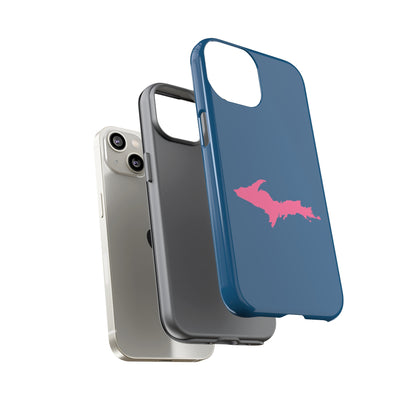 Michigan Upper Peninsula Tough Phone Case (Blueberry w/ Pink UP Outline) | Apple iPhone